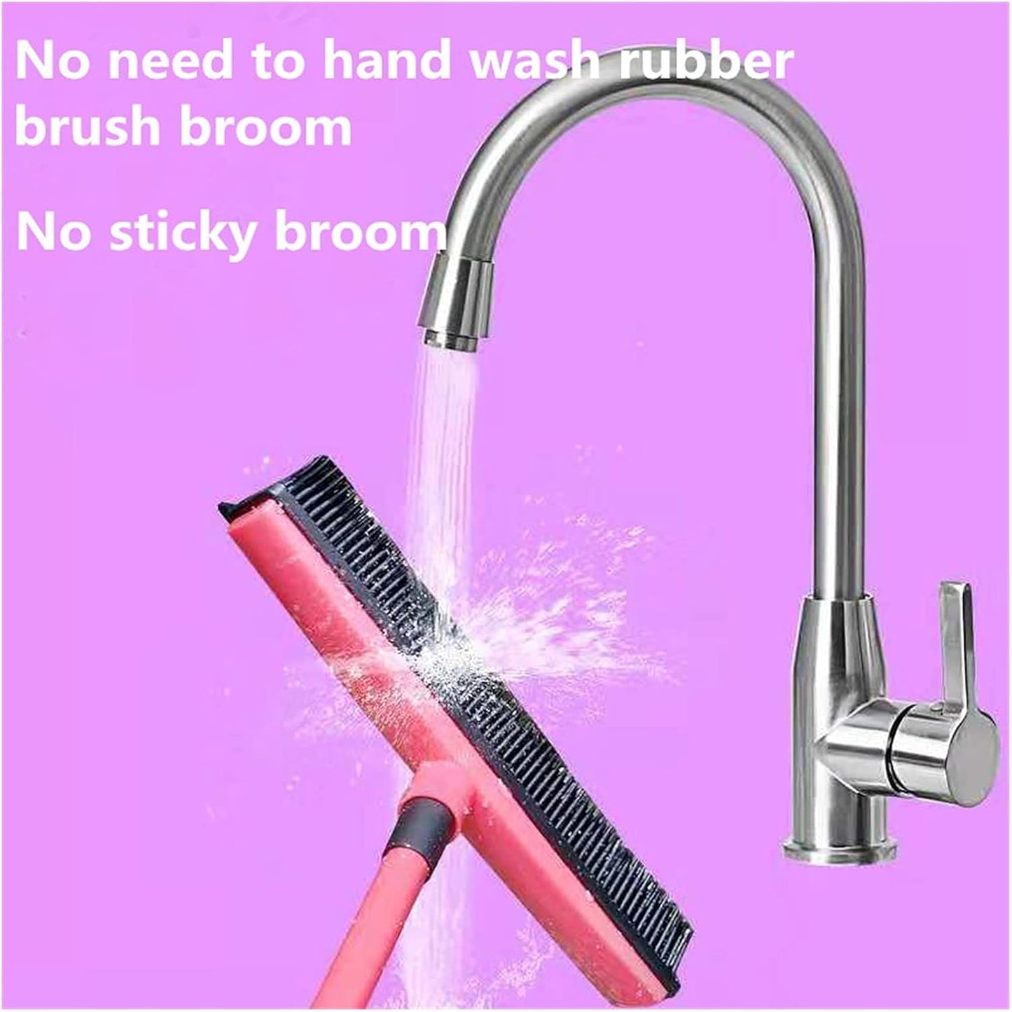 Rubber Broom Pet Hair Remover Multi Surface Cleaning Broom