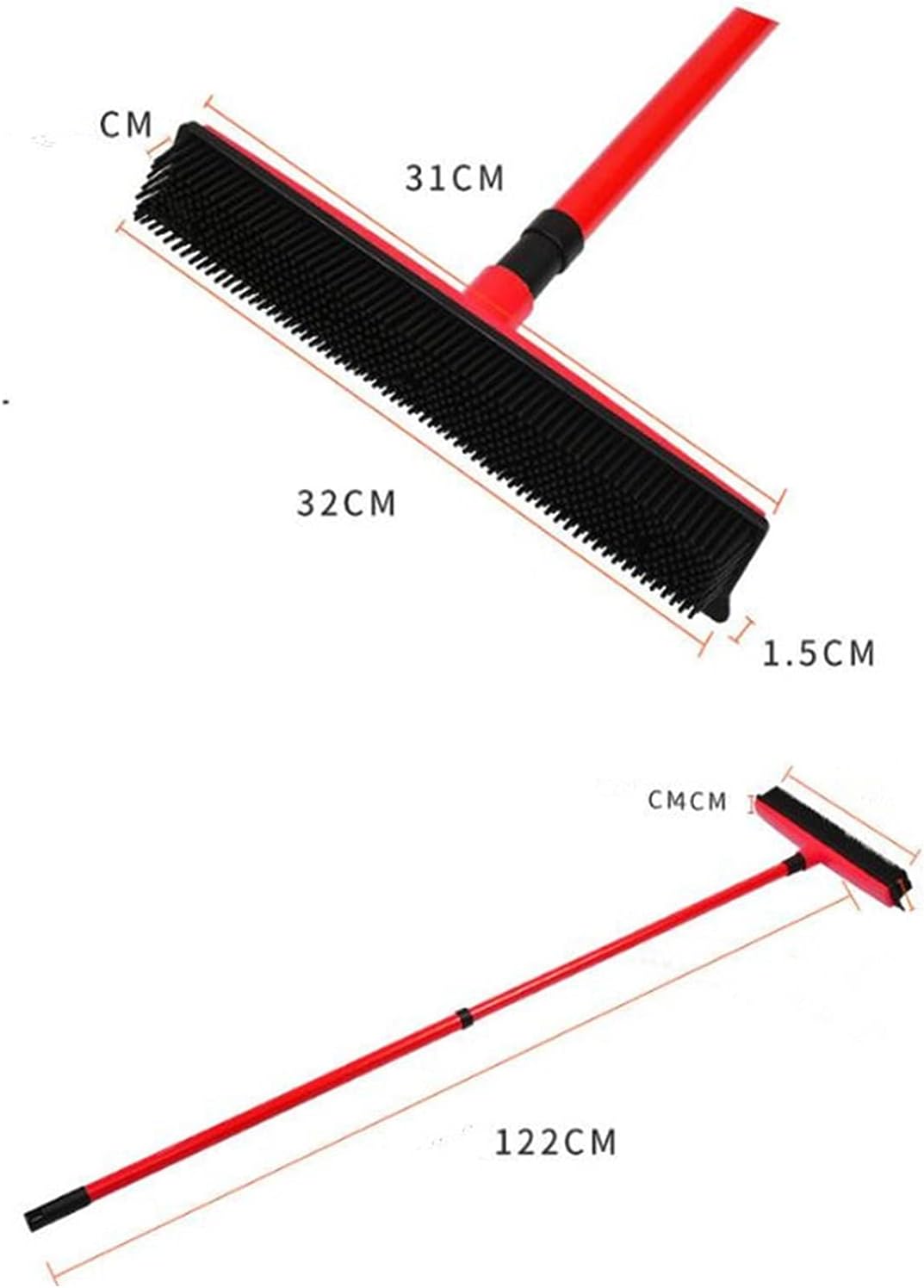 Rubber Broom Pet Hair Remover Multi Surface Cleaning Broom