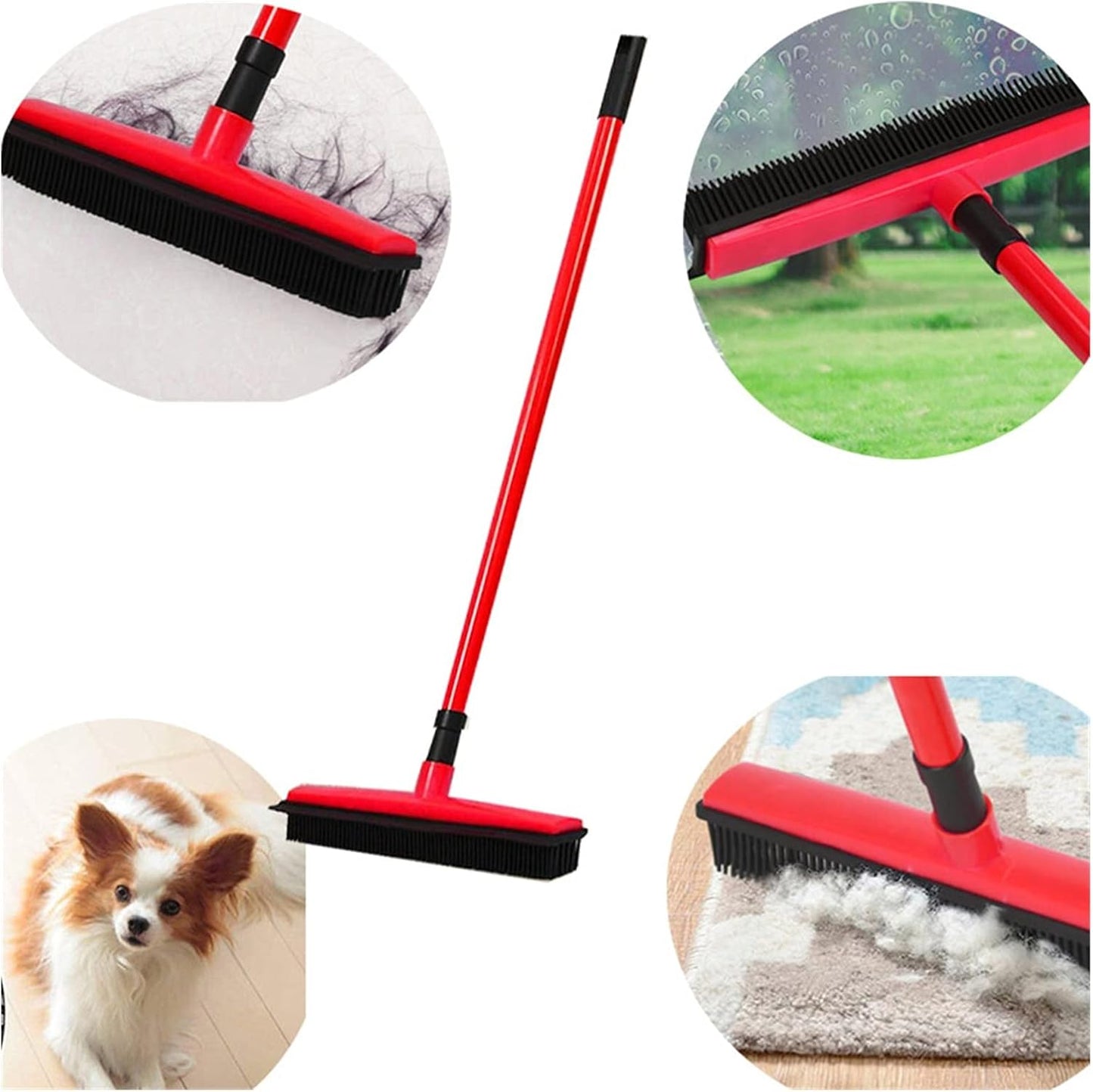 Rubber Broom Pet Hair Remover Multi Surface Cleaning Broom