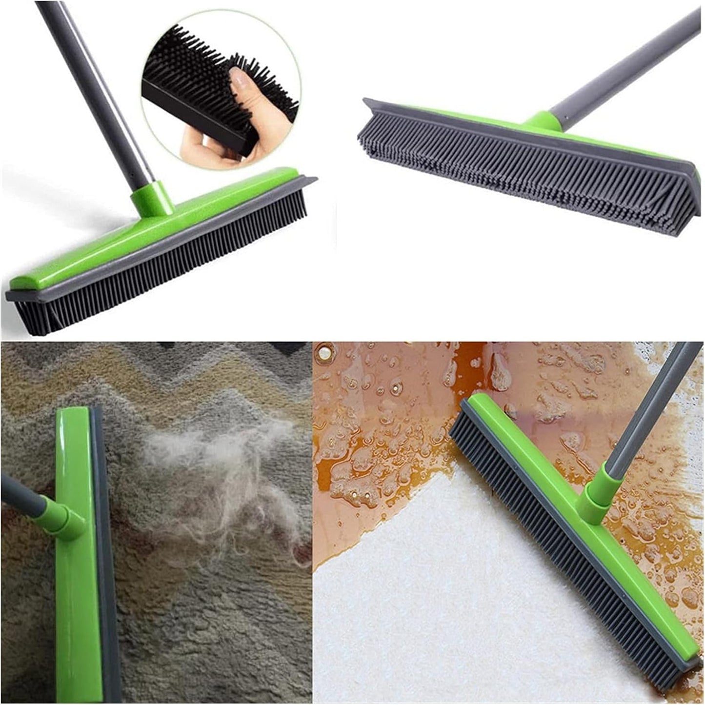 Rubber Broom Pet Hair Remover Multi Surface Cleaning Broom