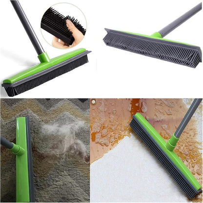 Rubber Broom Pet Hair Remover Multi Surface Cleaning Broom