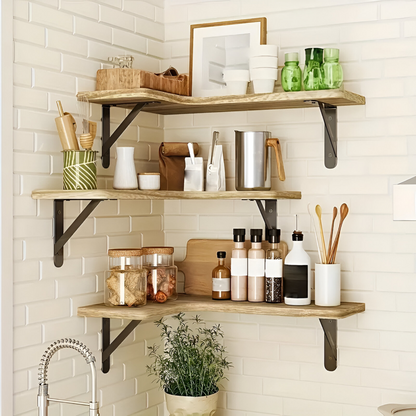 Rustic Corner Wall Shelf Set Decorative Floating Display Shelves