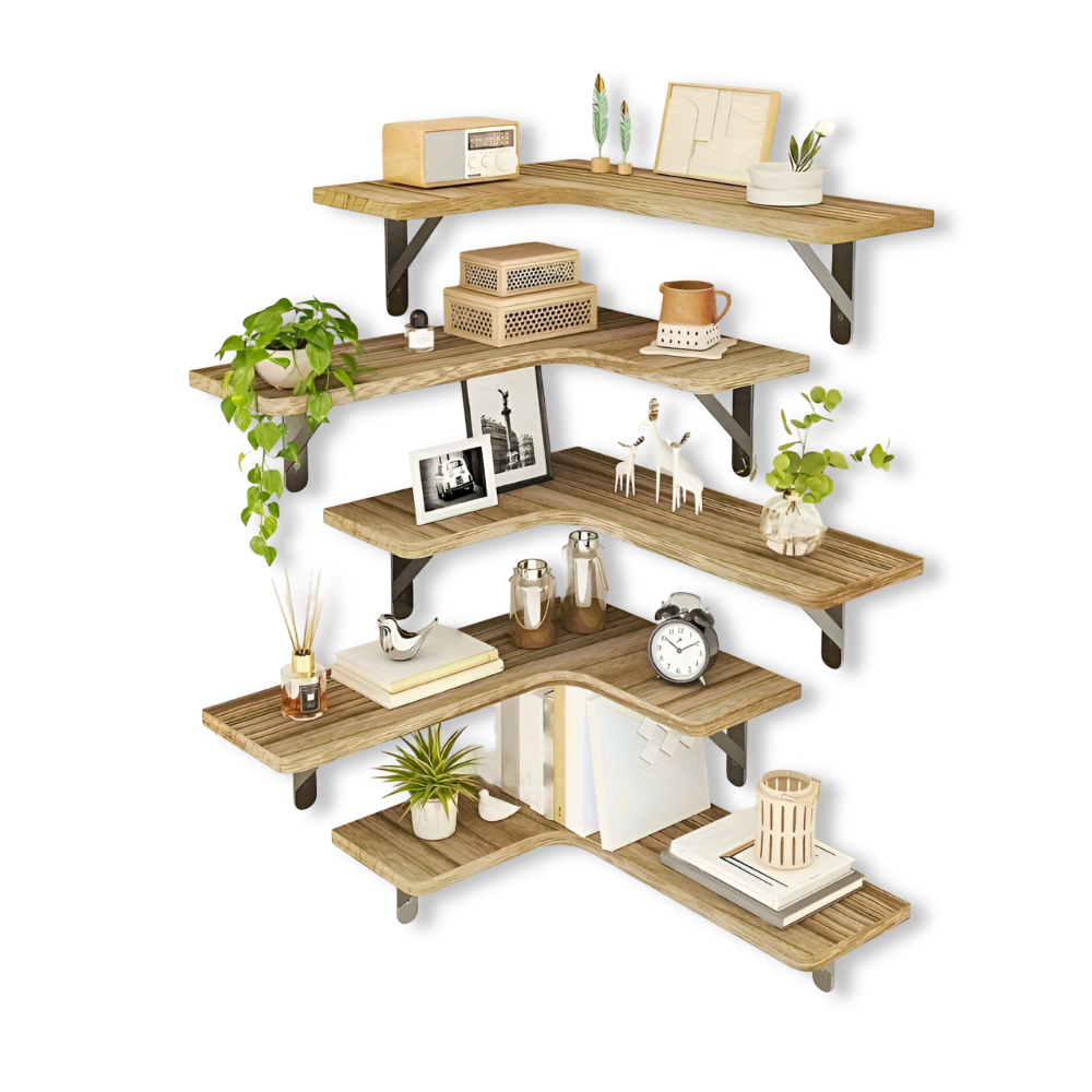 Rustic Corner Wall Shelf Set Decorative Floating Display Shelves