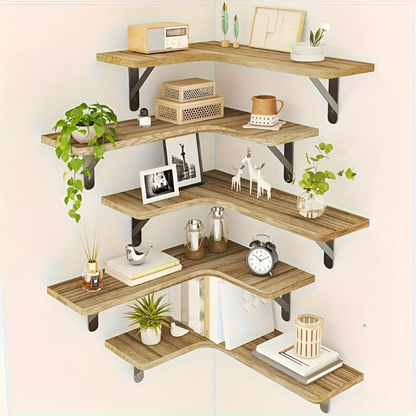 Rustic Corner Wall Shelf Set Decorative Floating Display Shelves