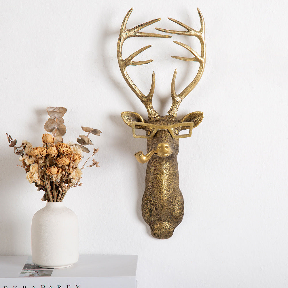 Rustic Deer Head Wall Decor Resin Animal Wall Ornament
