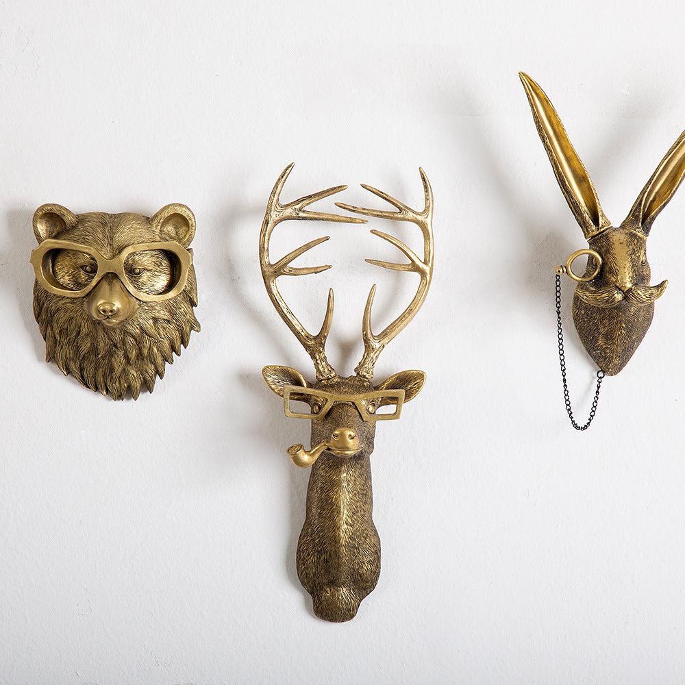 Rustic Deer Head Wall Decor Resin Animal Wall Ornament