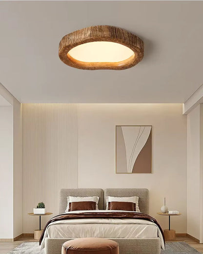 Rustic Wood Ceiling Light Modern Decorative Flush Mount Lamp