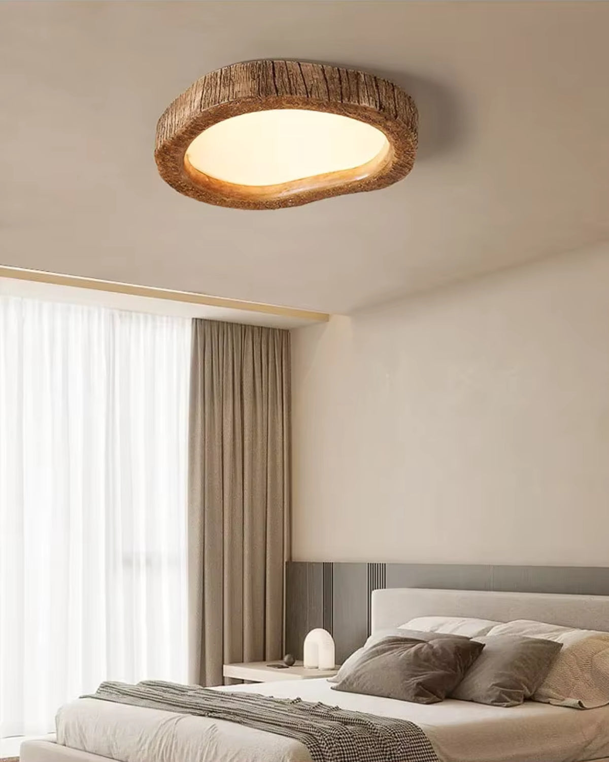Rustic Wood Ceiling Light Modern Decorative Flush Mount Lamp