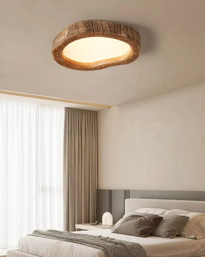 Rustic Wood Ceiling Light Modern Decorative Flush Mount Lamp