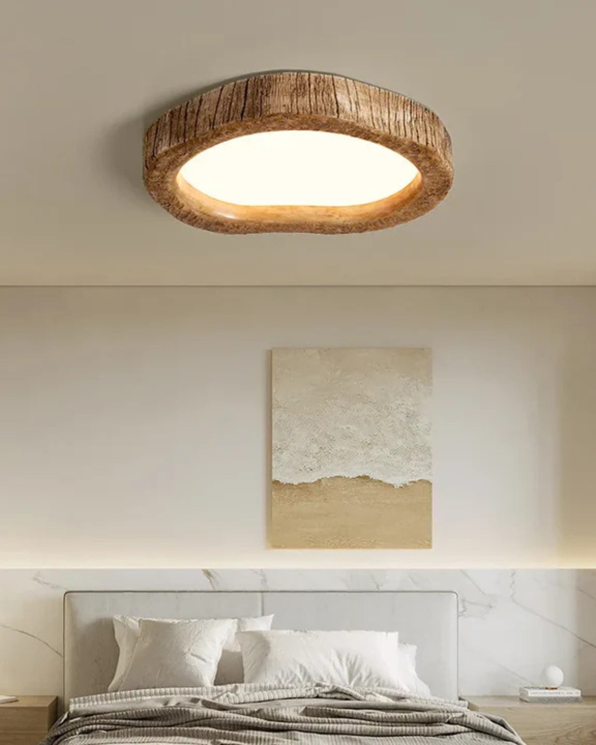 Rustic Wood Ceiling Light Modern Decorative Flush Mount Lamp