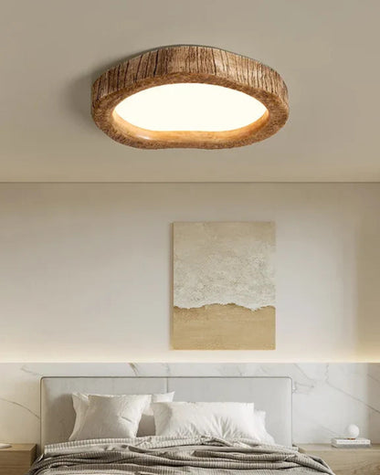 Rustic Wood Ceiling Light Modern Decorative Flush Mount Lamp
