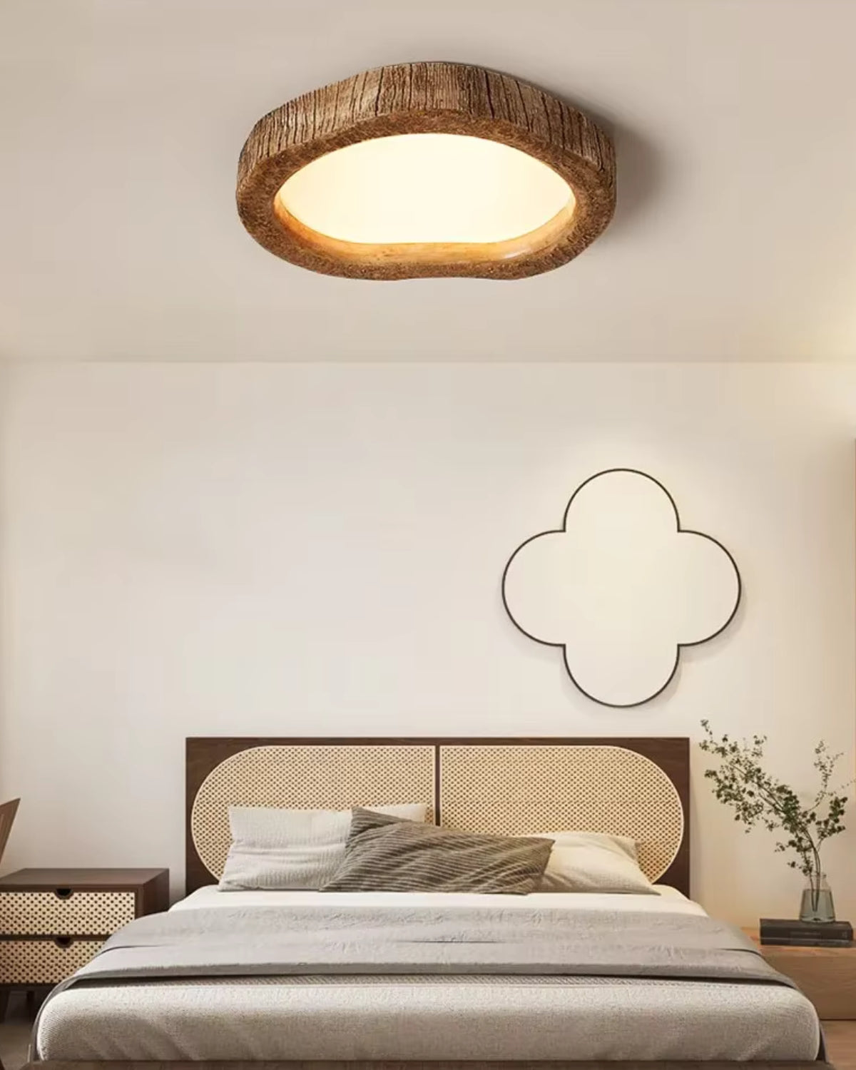 Rustic Wood Ceiling Light Modern Decorative Flush Mount Lamp