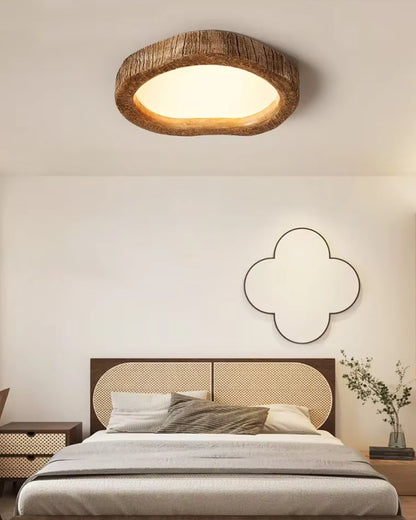 Rustic Wood Ceiling Light Modern Decorative Flush Mount Lamp