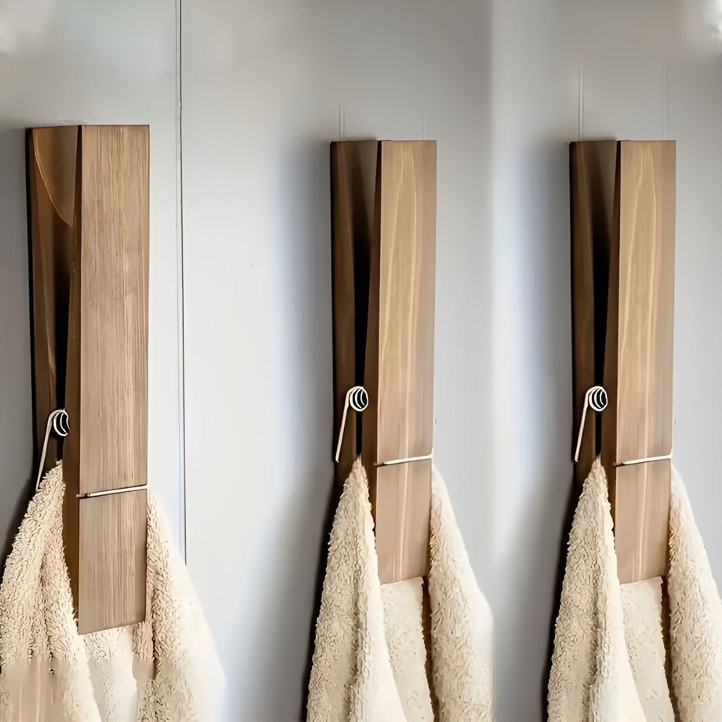 Rustic Wooden Towel Holder Set Vintage Industrial Wall Rack