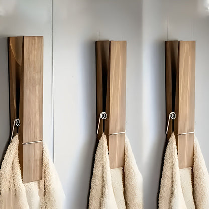 Rustic Wooden Towel Holder Set Vintage Industrial Wall Rack