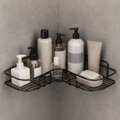 Rustproof Drill-Free Shower Shelf with Adhesive Mount for Bathroom Storage