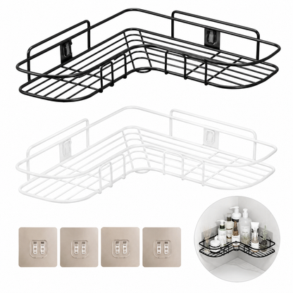 Rustproof Drill-Free Shower Shelf with Adhesive Mount for Bathroom Storage