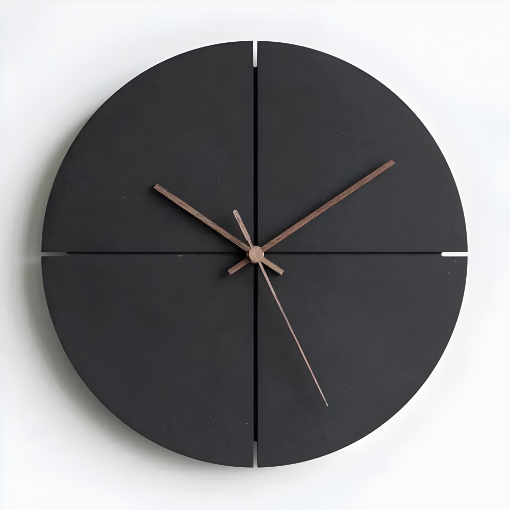 Scandinavian Black Wall Clock Modern Silent Round Square Design