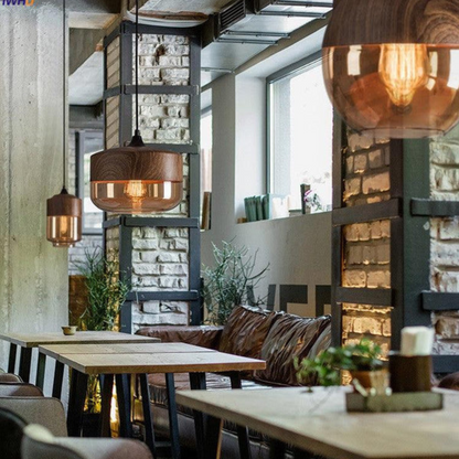 Scandinavian Glass Pendant Light Wood Look Ceiling Lighting