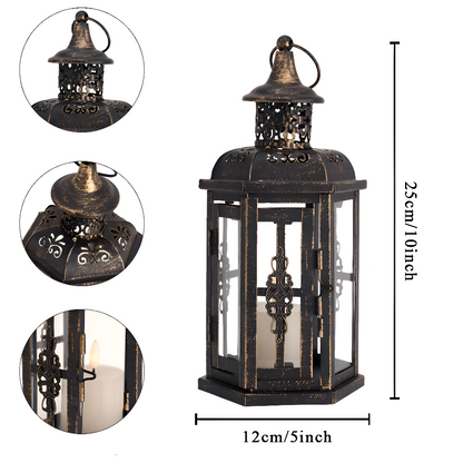 Scandinavian Iron Candle Lantern Set Decorative Metal Glass Candle Holders