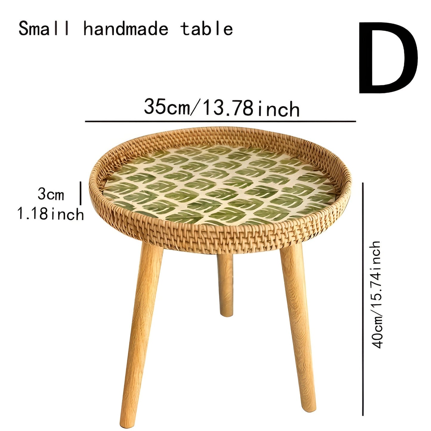 Scandinavian Round Coffee Table Rattan Accent Side Table