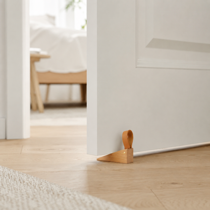 Scandinavian Wooden Door Stop with Non-Slip Base