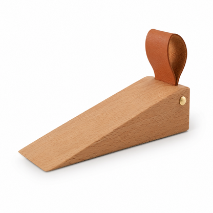 Scandinavian Wooden Door Stop with Non-Slip Base
