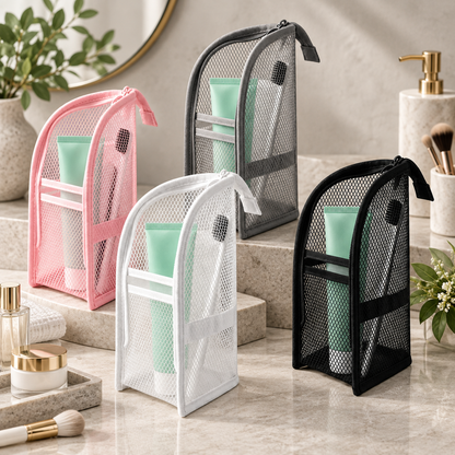 Self-Standing Travel Toiletry Bag with Easy-Access Compartments