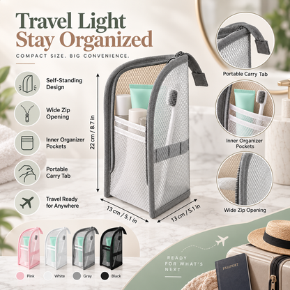 Self-Standing Travel Toiletry Bag with Easy-Access Compartments