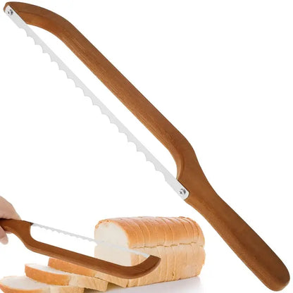 Serrated Bread Knife Stainless Steel Wooden Handle Cutter