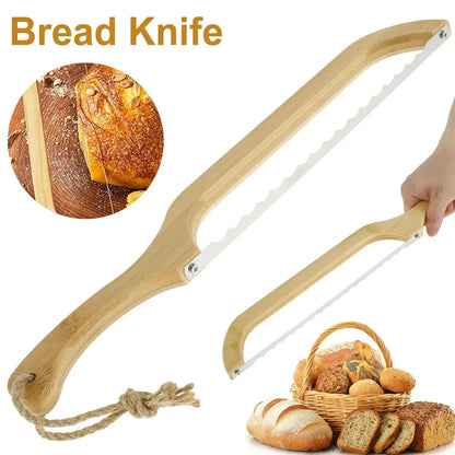 Serrated Bread Knife Stainless Steel Wooden Handle Cutter