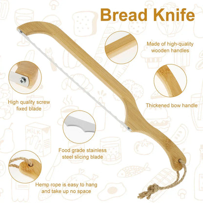 Serrated Bread Knife Stainless Steel Wooden Handle Cutter