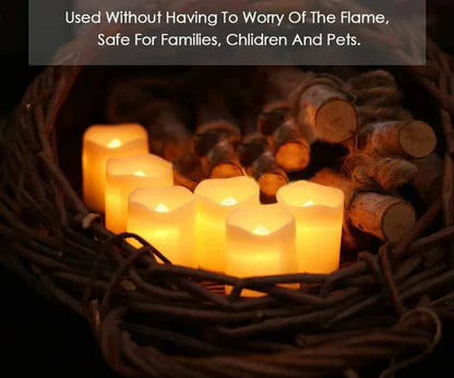 Set of 24 LED Flameless Candles Warm White Flickering Tea Lights Battery Operated