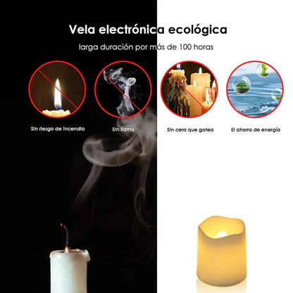 Set of 24 LED Flameless Candles Warm White Flickering Tea Lights Battery Operated