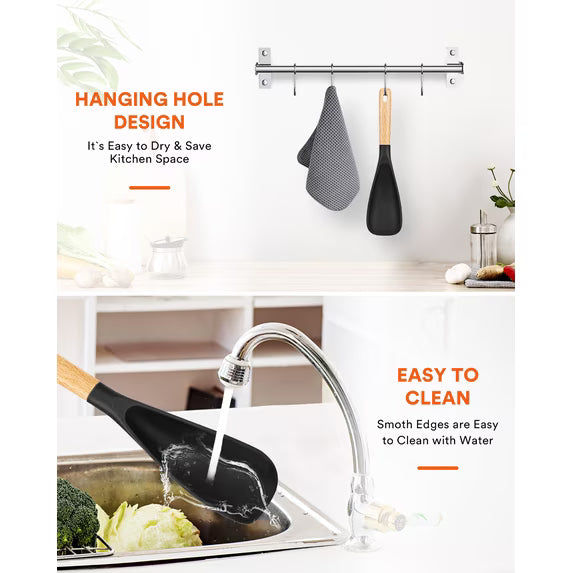 Silicone Cooking Spoon Spatula Heat Resistant Non Stick Kitchen Utensil