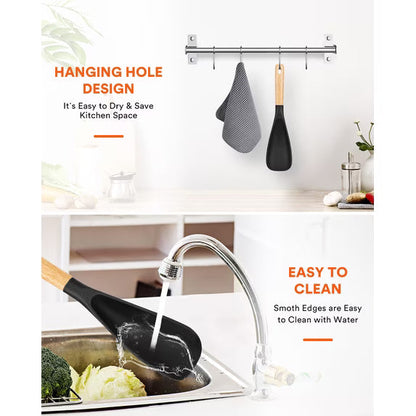 Silicone Cooking Spoon Spatula Heat Resistant Non Stick Kitchen Utensil