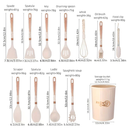 Silicone Kitchen Utensil Set Heat Resistant Cooking Tools With Holder