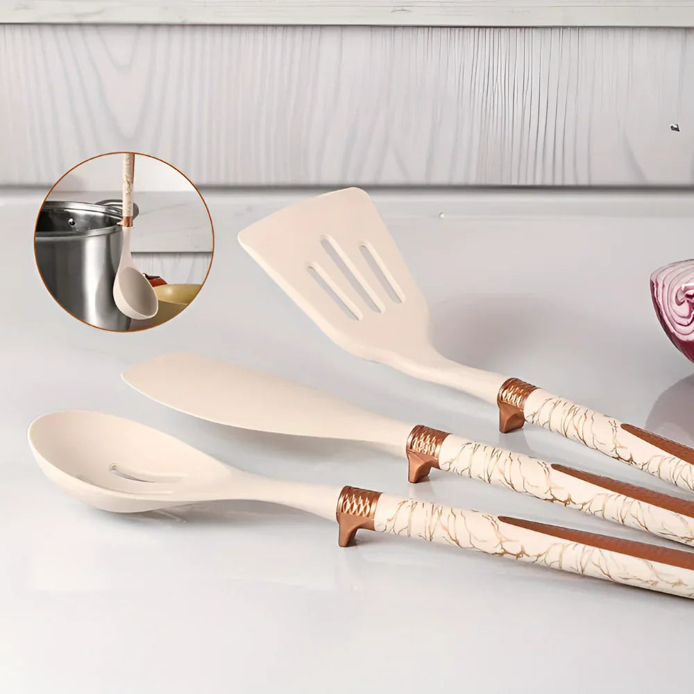 Silicone Kitchen Utensil Set Heat Resistant Cooking Tools With Holder