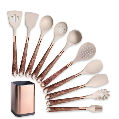 Silicone Kitchen Utensil Set Heat Resistant Non Stick Cooking Tools Collection