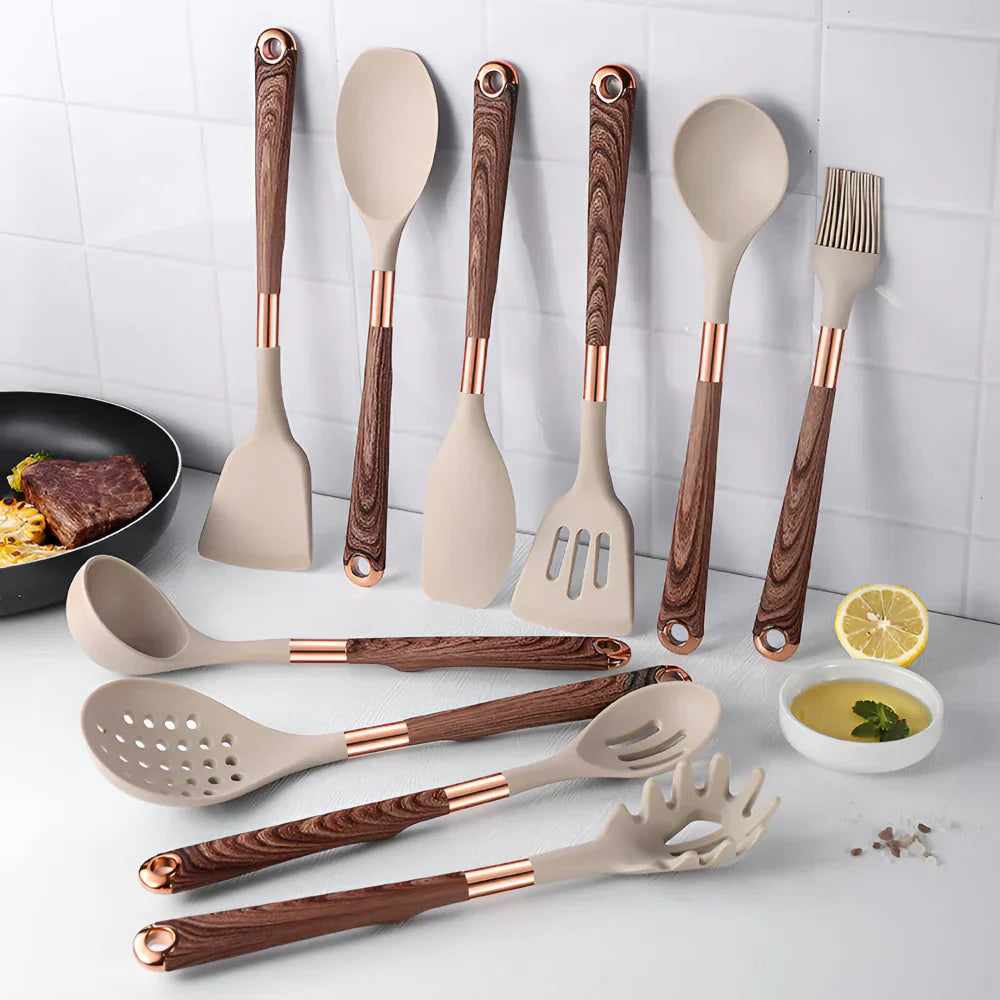 Silicone Kitchen Utensil Set Heat Resistant Non Stick Cooking Tools Collection