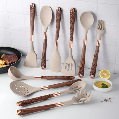 Silicone Kitchen Utensil Set Heat Resistant Non Stick Cooking Tools Collection