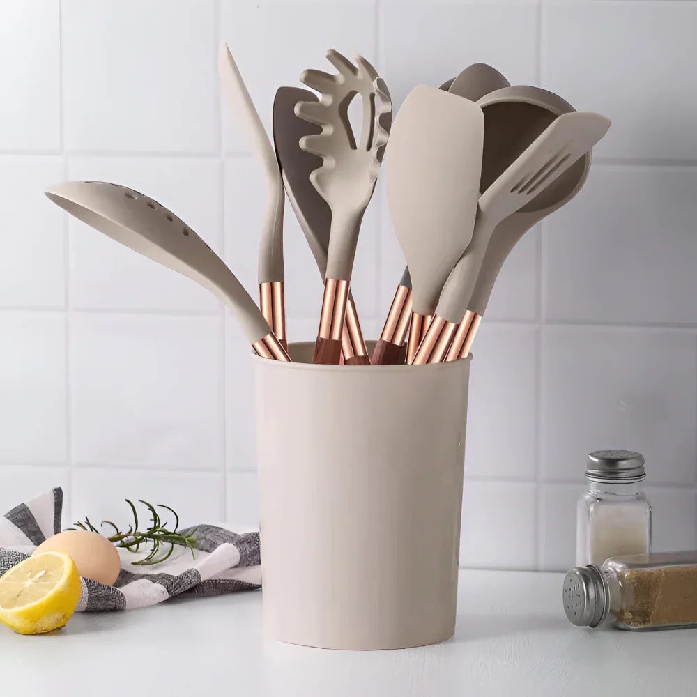 Silicone Kitchen Utensil Set Heat Resistant Non Stick Cooking Tools Collection