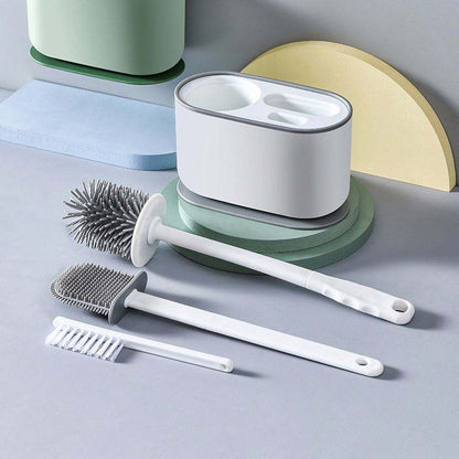 Silicone Toilet Brush Wall Mounted Bathroom Cleaning Set