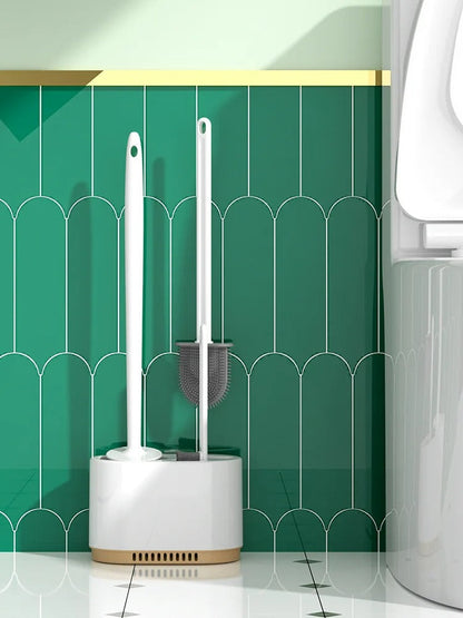 Silicone Toilet Brush Wall Mounted Bathroom Cleaning Set