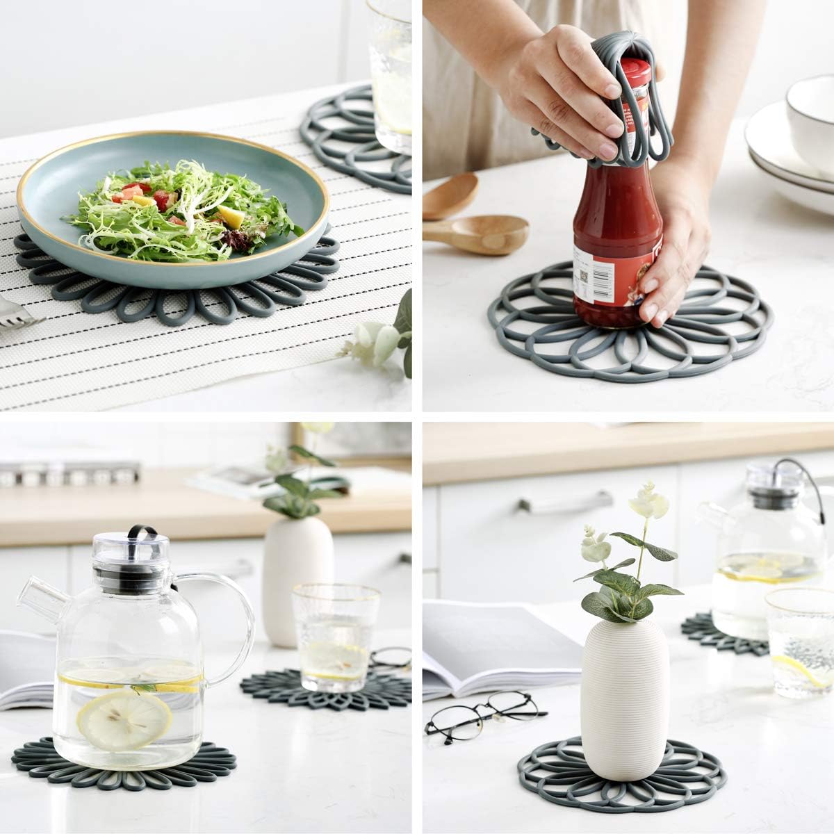Silicone Trivet Set Heat Resistant Non Slip Hot Pot Pads