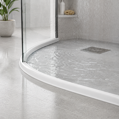 Silicone Water Stopper Strip with Adhesive Backing for Shower Edges and Bathroom Floors