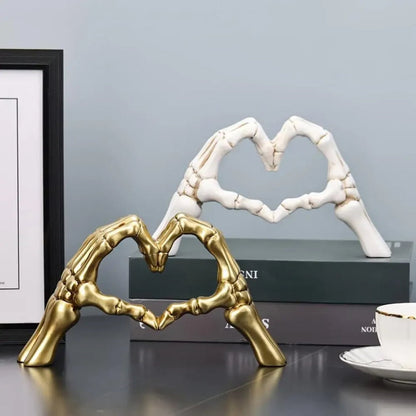 Skeleton Hands Heart Sculpture Gothic Halloween Home Table Decor