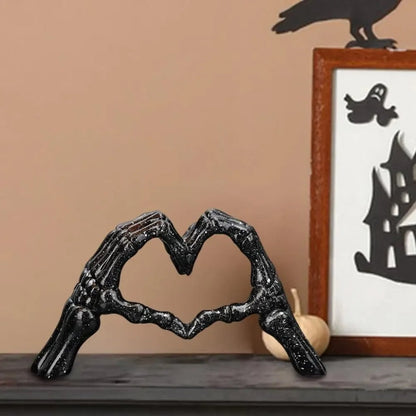 Skeleton Hands Heart Sculpture Gothic Halloween Home Table Decor