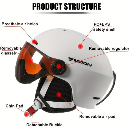 Ski Helmet Adjustable Removable Goggles Breathable Snowboard Protection Helmet
