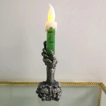 Skull Candle Holder Halloween Decor Spooky Tabletop Accent